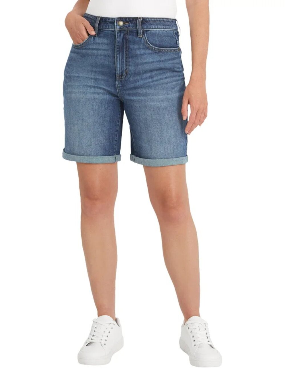 Wrangler High Rise Denim Shorts Rolled Hem Size 12 (L) NWT